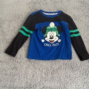 Disney toddler 3T, chill out Mickey‎ Mouse, long sleeve Christmas shirt